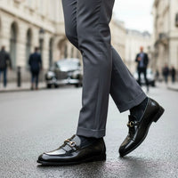 Zwarte PU-instappers voor heren