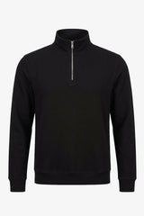Herensweatshirt met kwartrits, katoenmix, trechterhals.