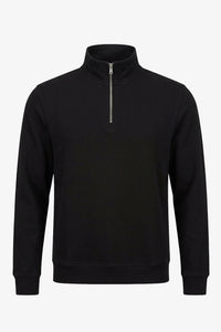 Herensweatshirt met kwartrits, katoenmix, trechterhals.