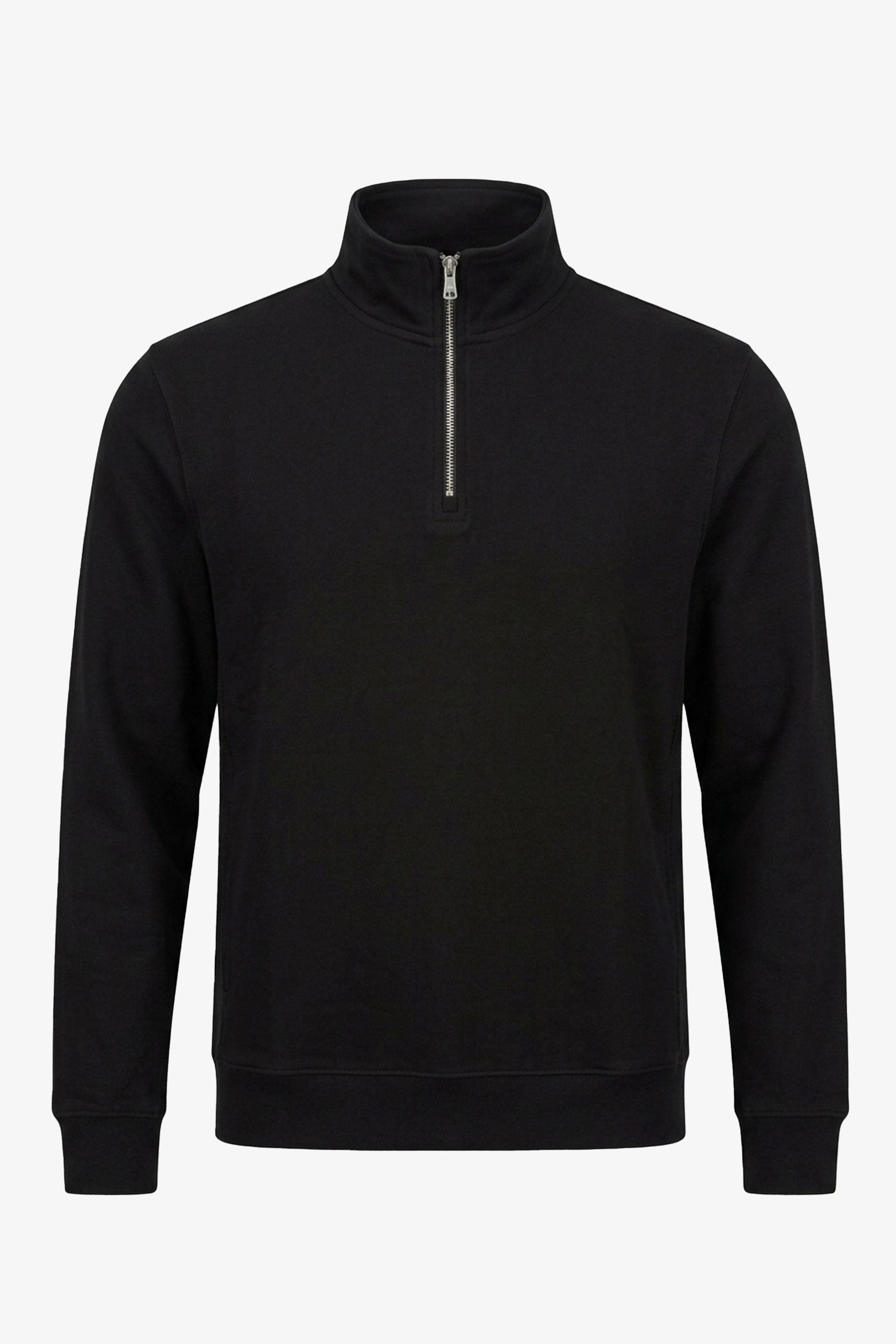 Herensweatshirt met kwartrits, katoenmix, trechterhals.