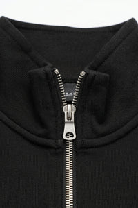Herensweatshirt met kwartrits, katoenmix, trechterhals.