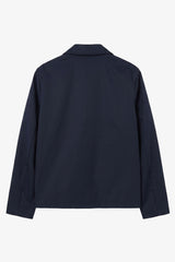 Marineblauwe, waterdichte Harrington-jas met kraag voor heren