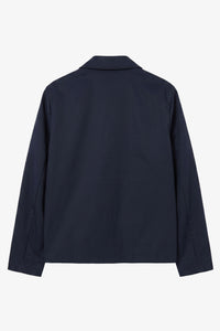 Marineblauwe, waterdichte Harrington-jas met kraag voor heren