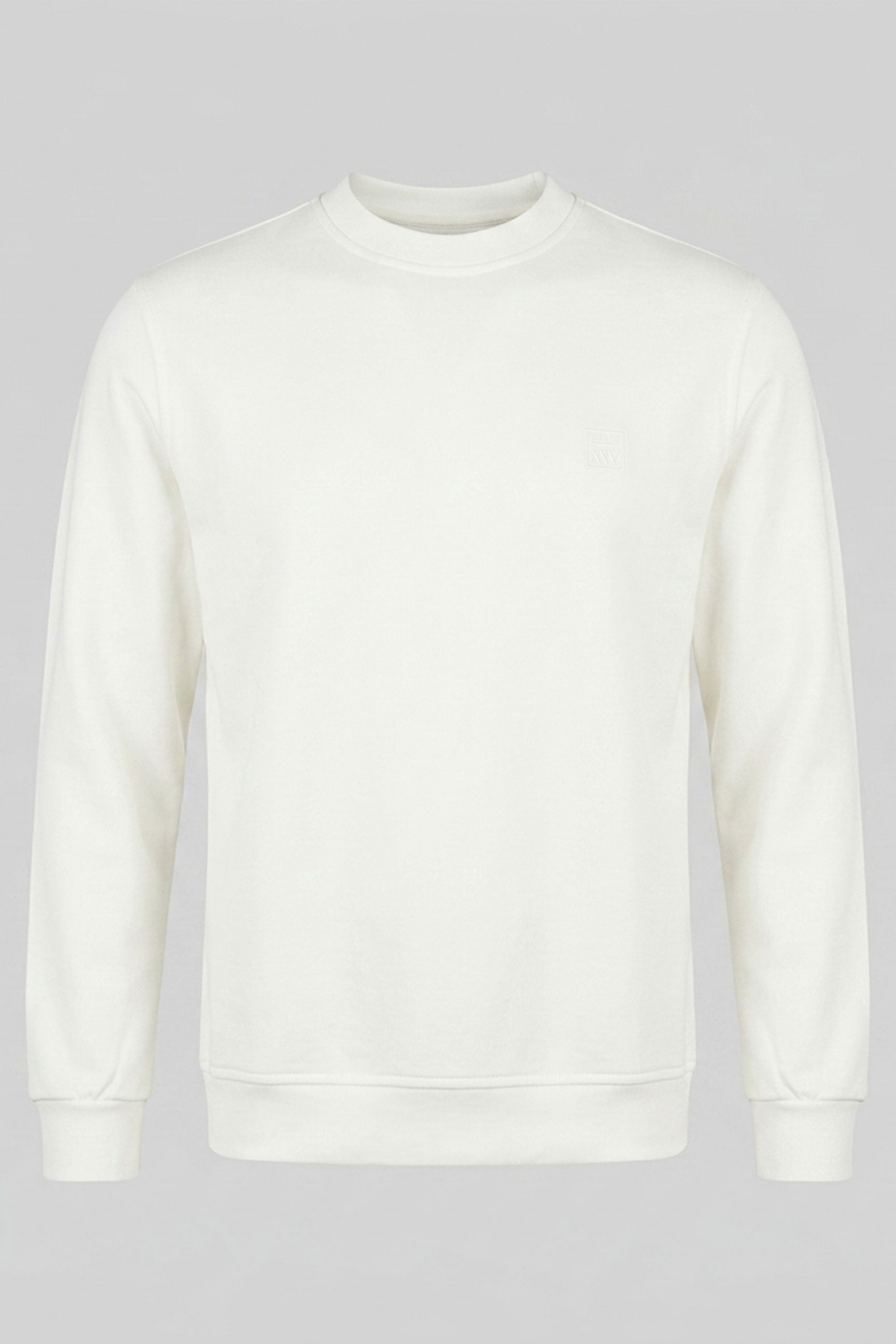 Off-white heren sweatshirt met ronde hals, katoenmix, lange mouwen, stretch pullover