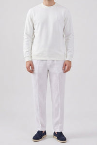 Off-white heren sweatshirt met ronde hals, katoenmix, lange mouwen, stretch pullover