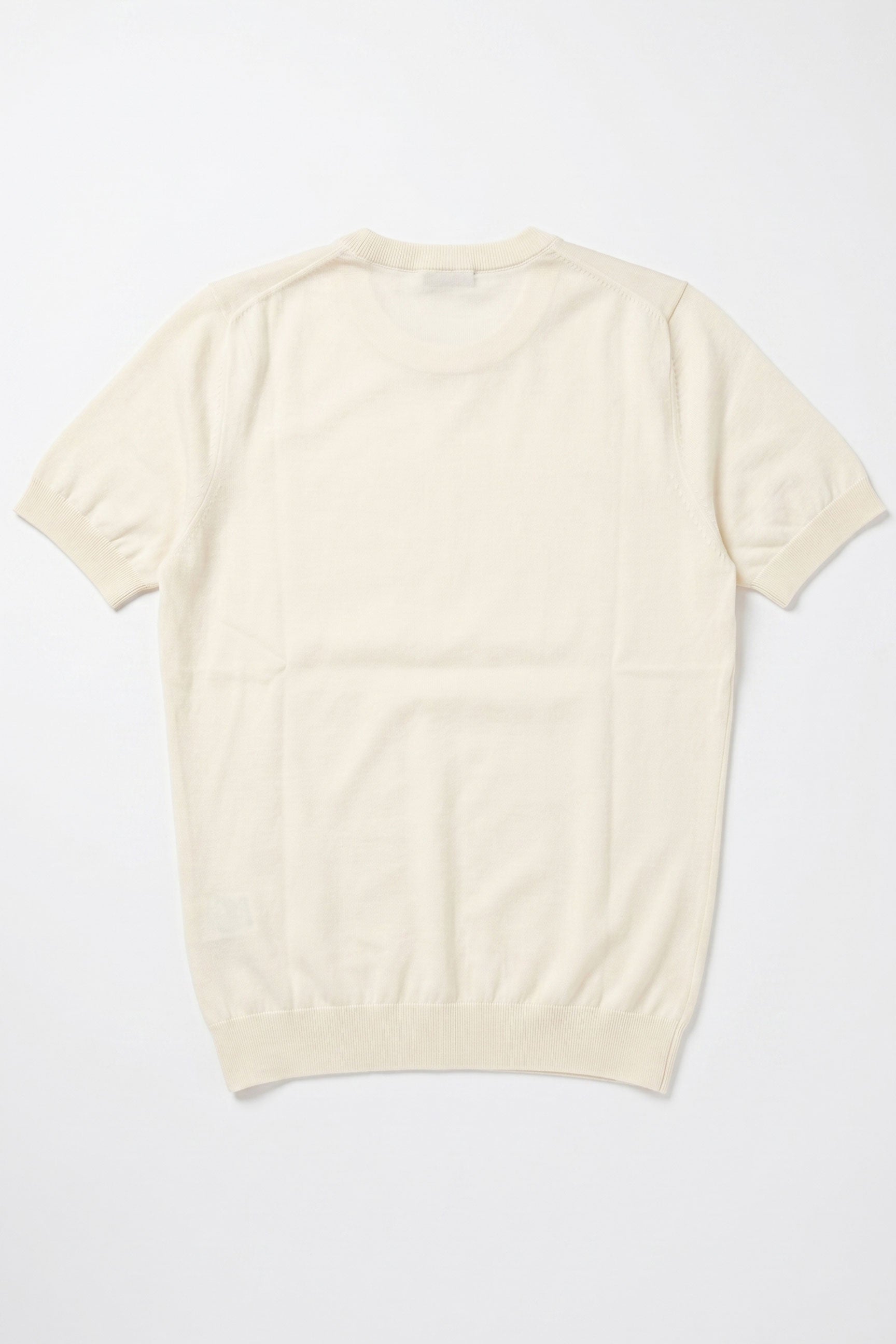Off White gebreid T-shirt voor heren, normale pasvorm, ronde hals, korte mouwen.