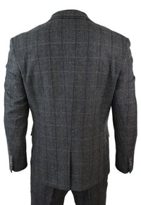 Cavani Albert - Men's Herringbone Tweed Check 3 Piece Suit - Charcoal
