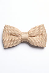 Beige gebreide vlinderdas voor heren