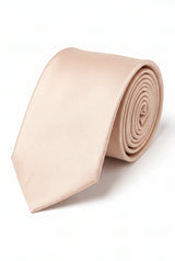 Beige smalle stropdas voor heren, effen kleur