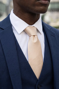 Beige smalle stropdas voor heren, effen kleur