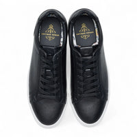 Casual sneakers voor heren, zwart leer met veters