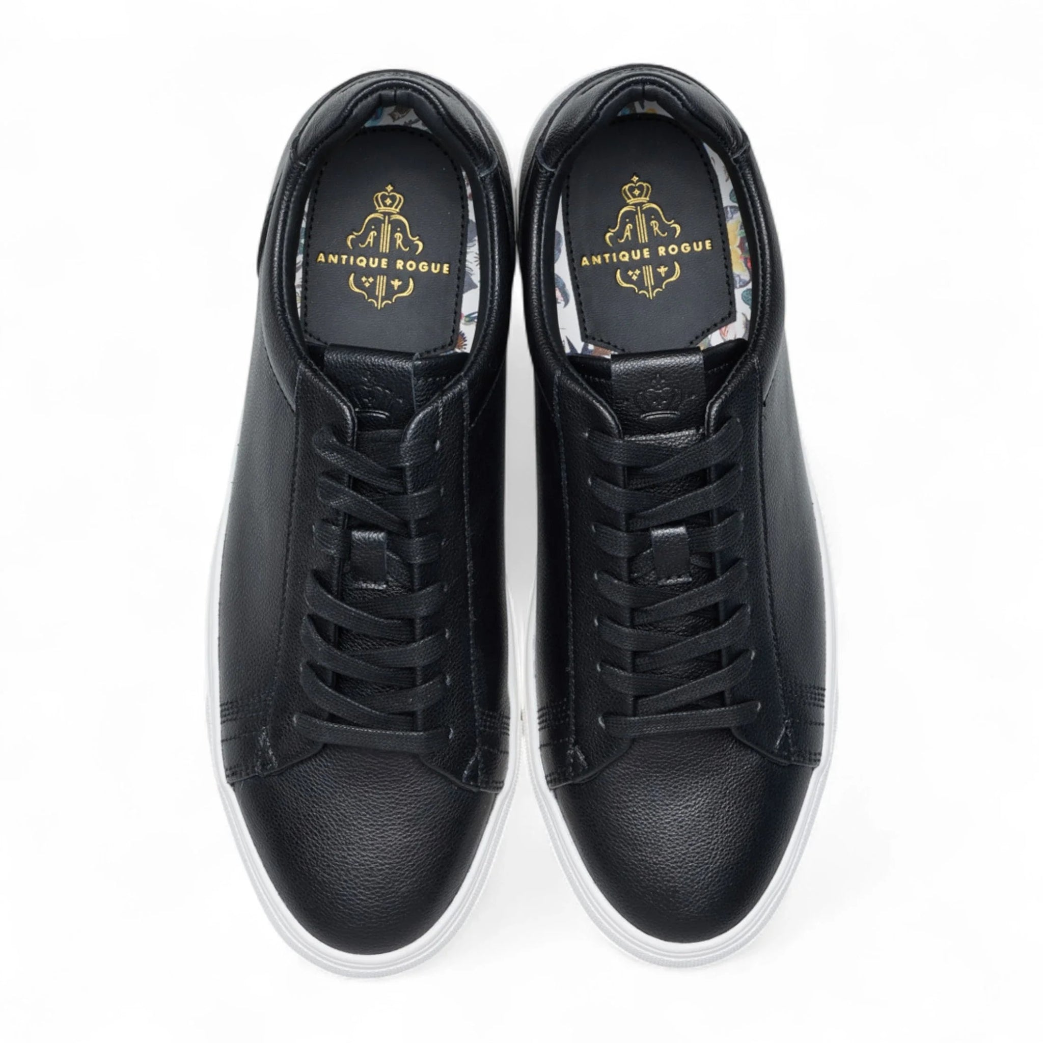 Casual sneakers voor heren, zwart leer met veters