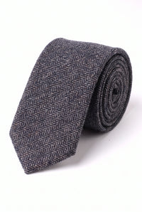 Zwarte stropdas van wolmix tweed voor heren