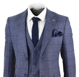 Mens 3 Piece Suit Classic Tweed Check Vintage Retro Peaky Blinders Tailored Fit