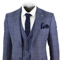 Mens 3 Piece Suit Classic Tweed Check Vintage Retro Peaky Blinders Tailored Fit