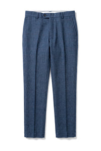 Dion - Heren Blauwe Herringbone Tweed Check Broek