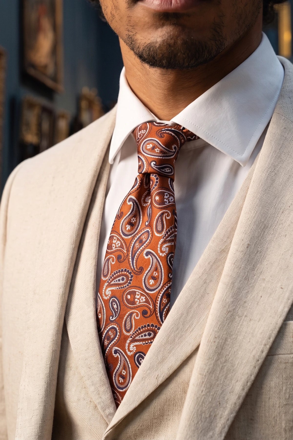 Bronzen heren das met paisley-patroon