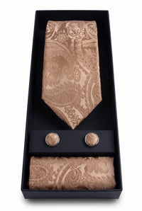 Cadeauset met bronzen paisley stropdas voor heren