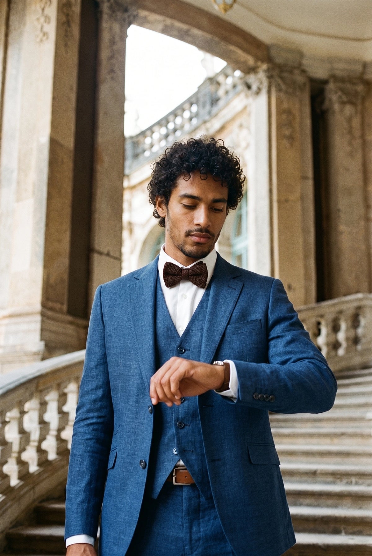 Bruine gebreide vlinderdas voor heren