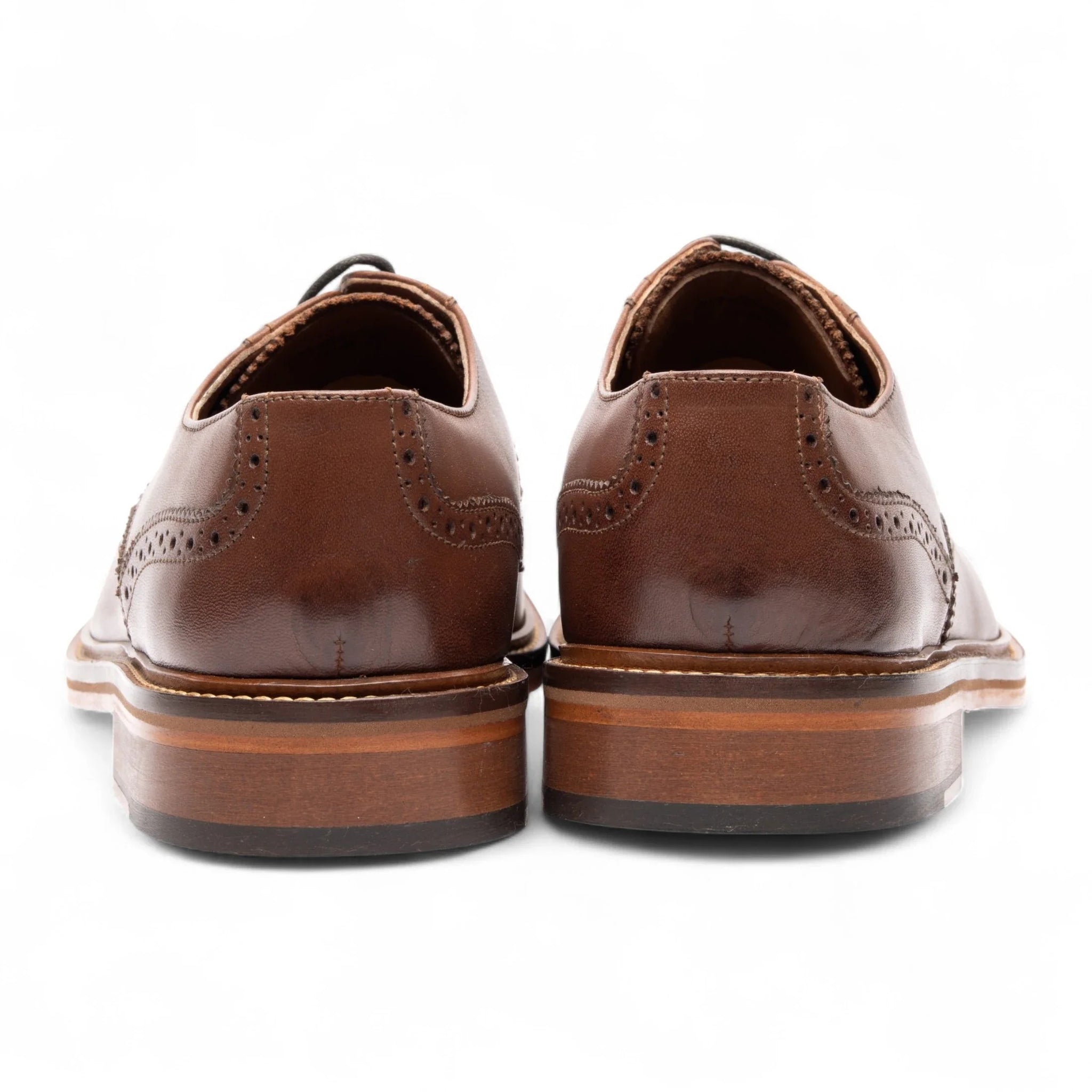 Bruine leren brogueschoenen voor heren