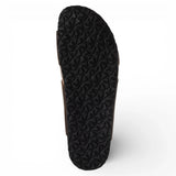 Bruine leren instapslippers voor heren met voetbed.
