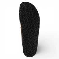 Bruine leren instapslippers voor heren met voetbed.