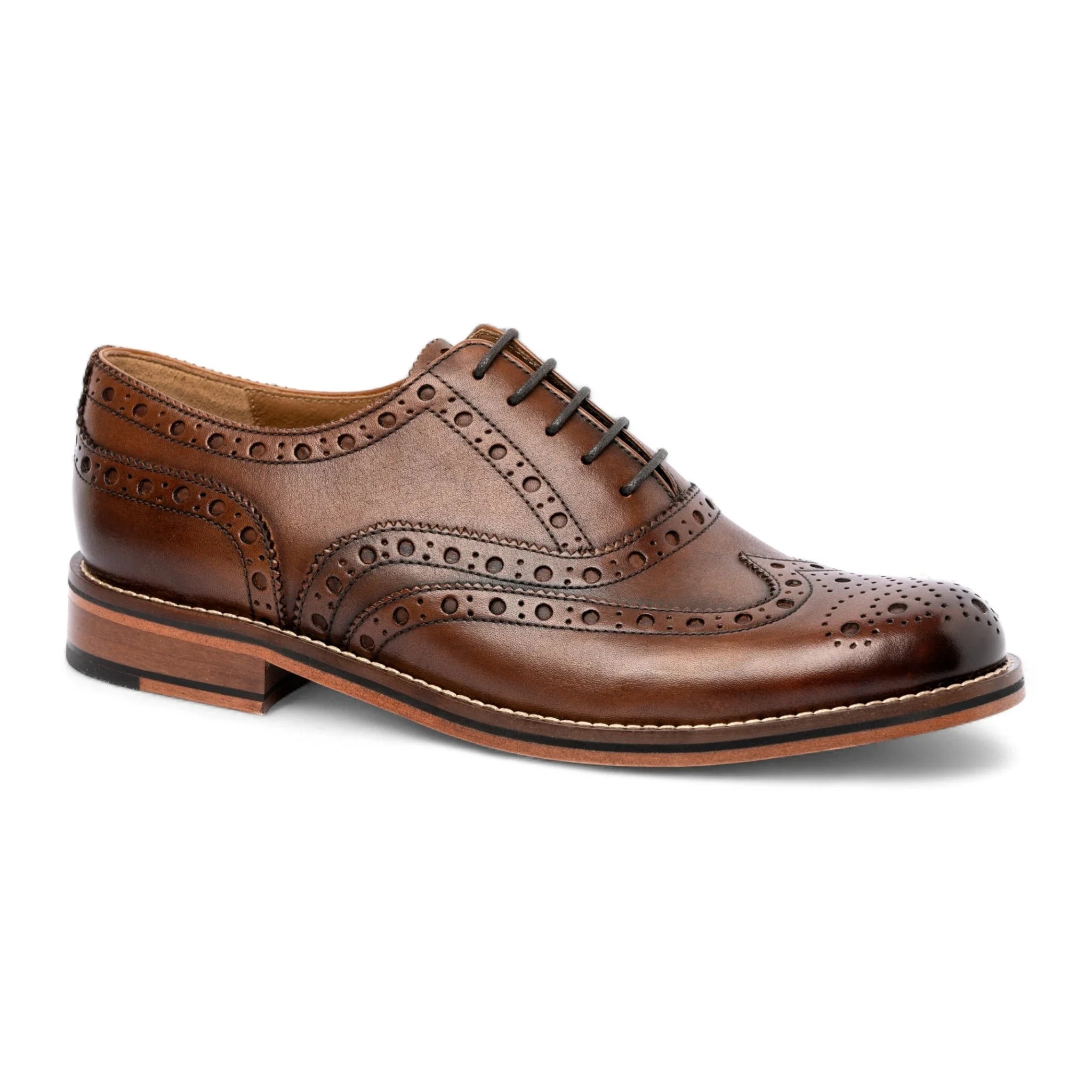 Bruine leren wingtip brogue Oxford schoenen voor heren