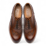 Bruine leren wingtip brogue Oxford schoenen voor heren