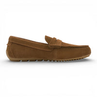 Bruine suède mocassin loafers voor heren
