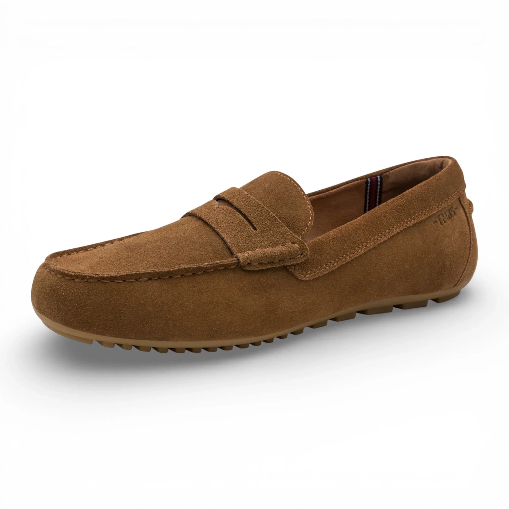 Bruine suède mocassin loafers voor heren