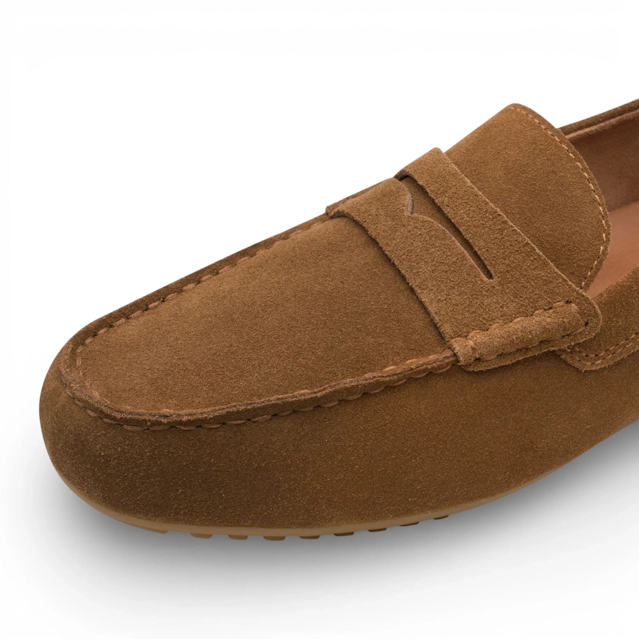 Bruine suède mocassin loafers voor heren