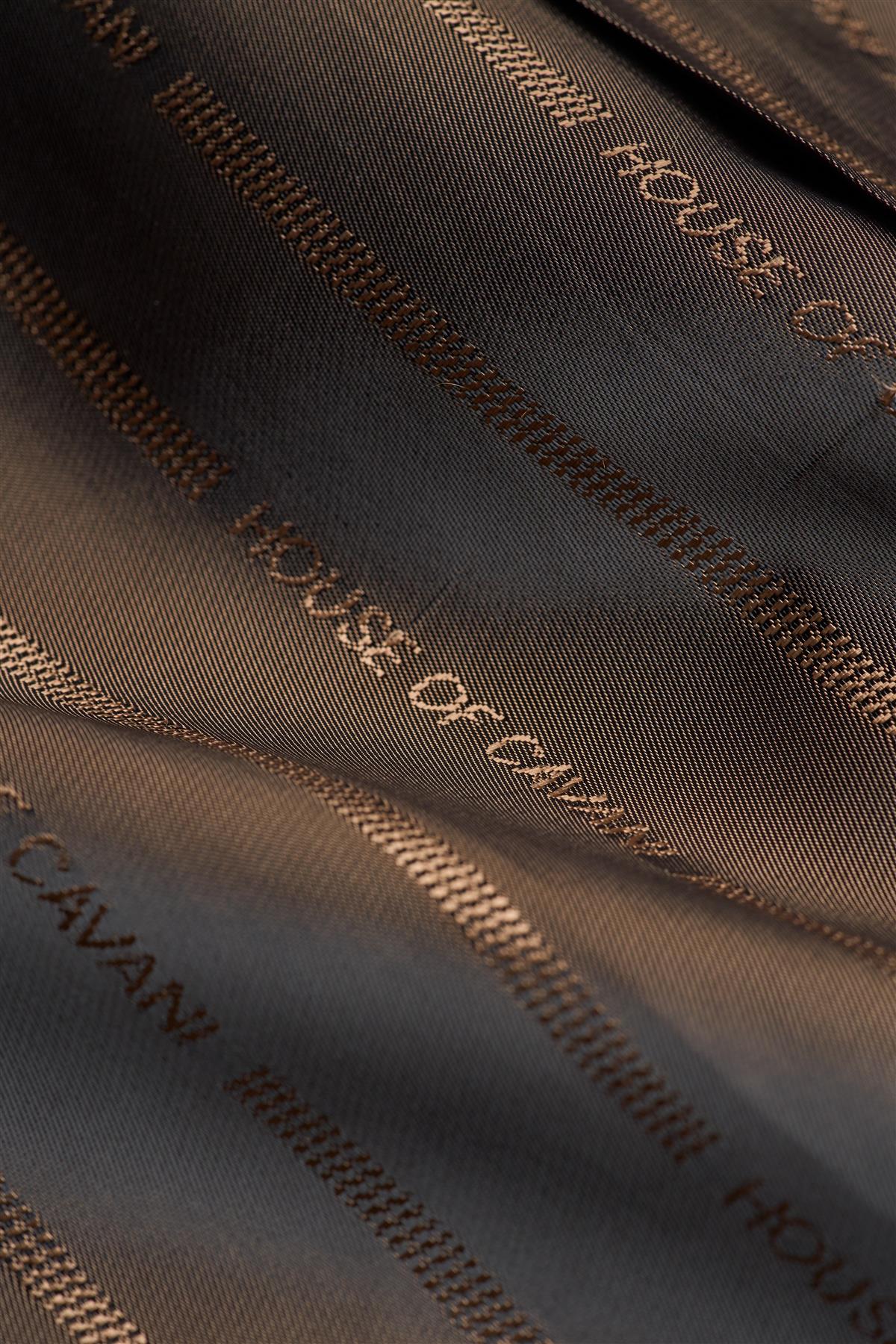 Herenjas van bruin wolmengsel met pied-de-poulemotief en tweedmotief