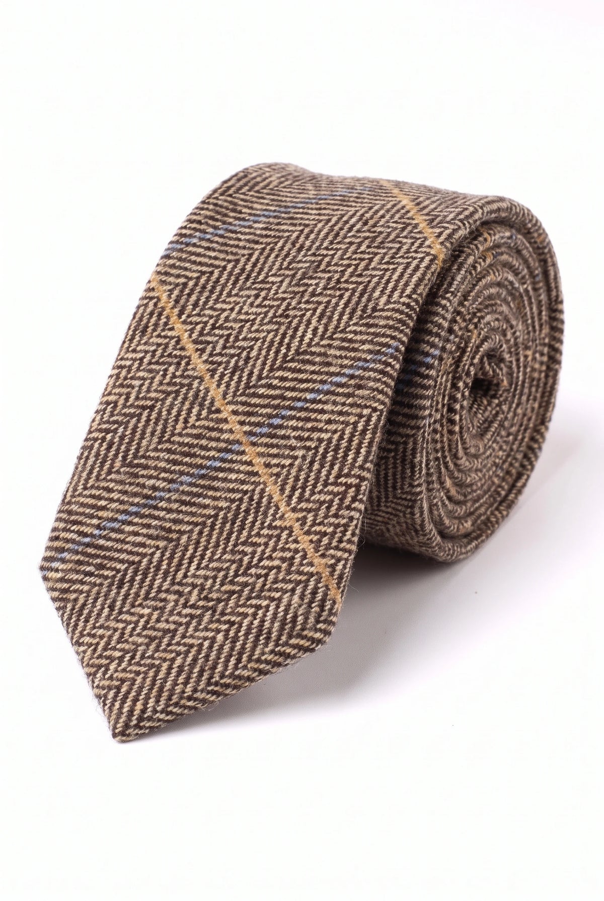 Bruine wollen tweed stropdas voor heren