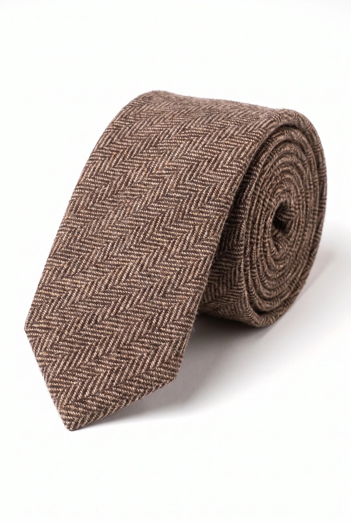 Bruine wollen tweed stropdas voor heren