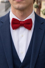 Bordeauxrode gebreide vlinderdas voor heren