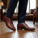 Bordeauxrode leren klassieke formele veterschoenen voor heren