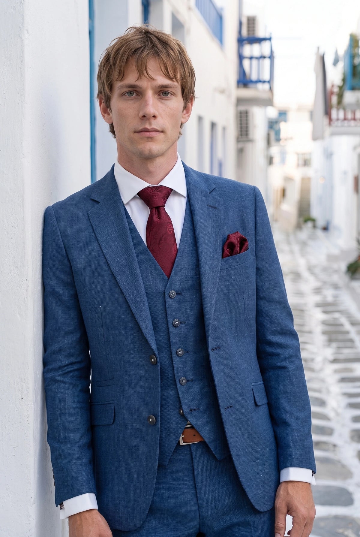 Cadeauset met bordeauxrode paisley stropdas voor heren
