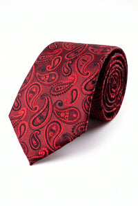 Bordeauxrode paisley stropdas voor heren
