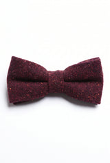 Bordeauxrode tweed/wolmix vlinderdas voor heren