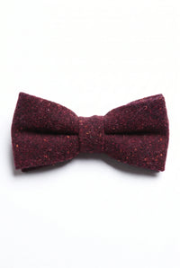 Bordeauxrode tweed/wolmix vlinderdas voor heren