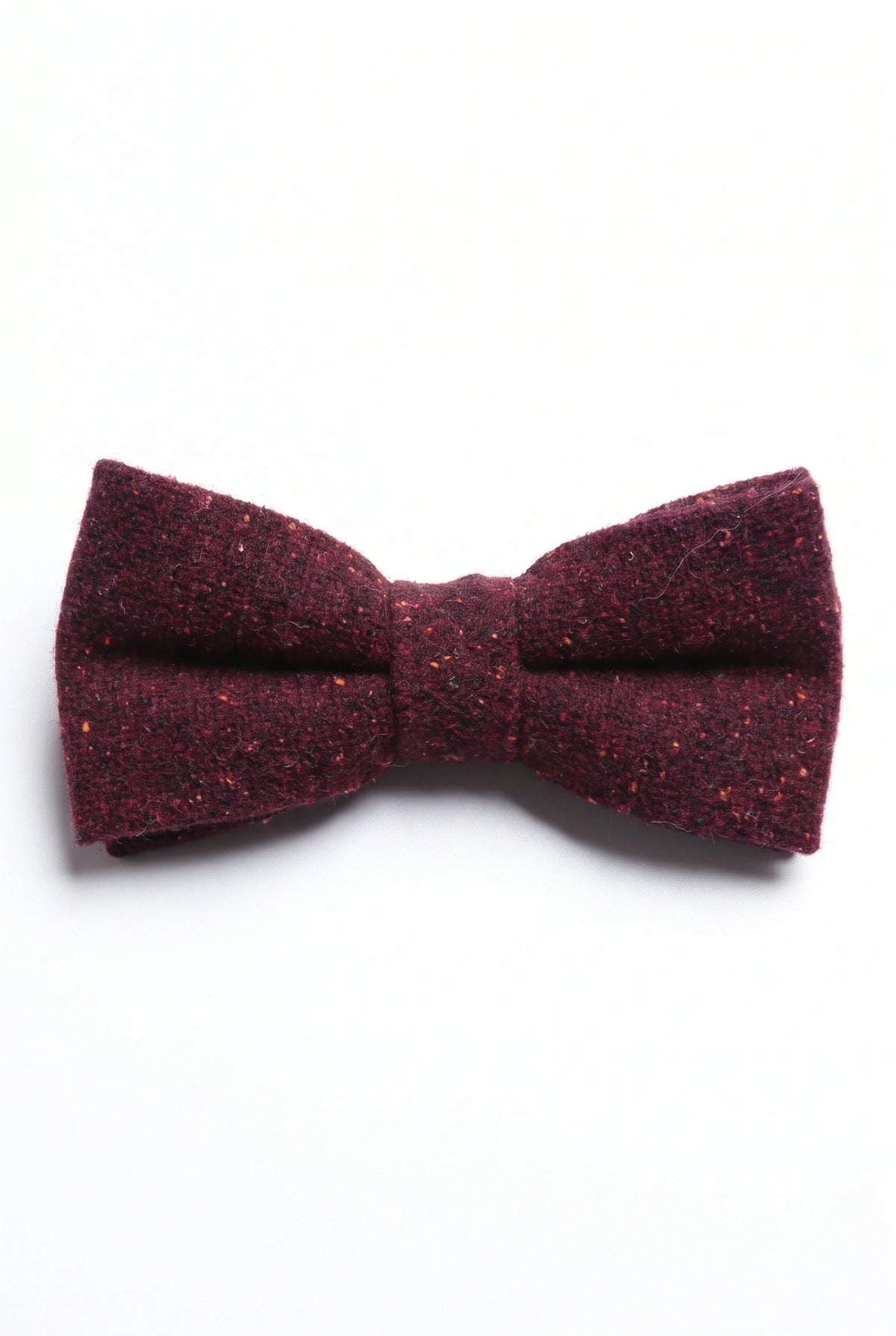 Bordeauxrode tweed/wolmix vlinderdas voor heren