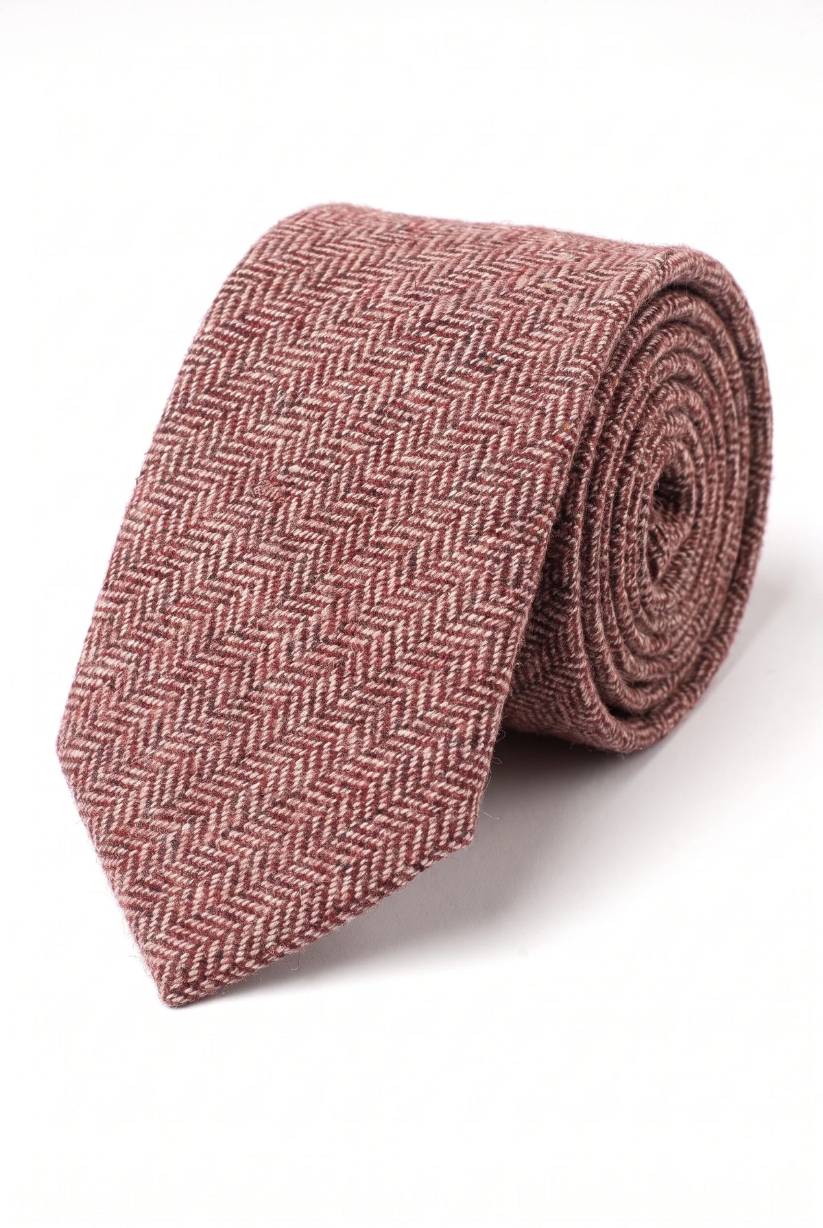 Bordeauxrode wollen tweed stropdas voor heren