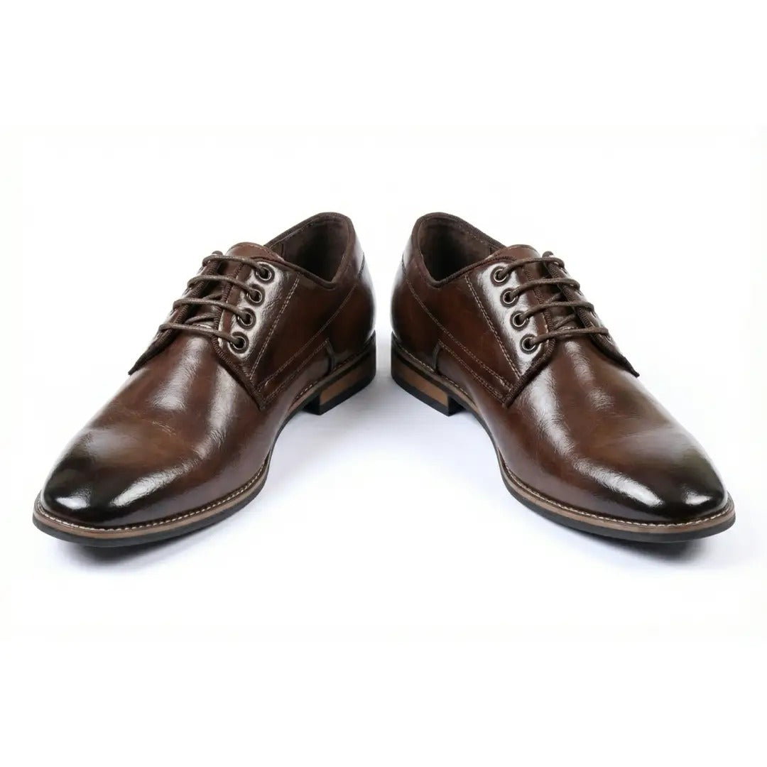 Klassieke heren Derby-schoenen met gladde neus en vetersluiting