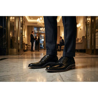 Klassieke heren Derby-schoenen met gladde neus en vetersluiting