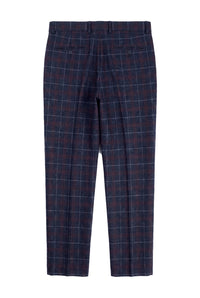 Rover - Heren Blauwe Trouwbroek Tweed Check