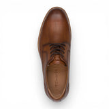 Cognacbruine leren Derby-schoenen met gladde neus voor heren