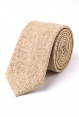 Crèmekleurige stropdas van wolmix tweed voor heren