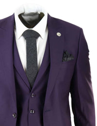 Mens Deep Purple 3 Piece Suit