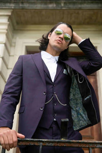 Mens Deep Purple 3 Piece Suit