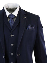 Mens Denim-Blue 3 Piece Suit